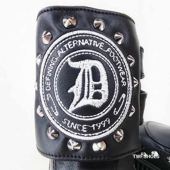 Wicked Wrath 58 Square Toe Goth Lace Up Big Buckle Strap Ankle Boots - Picture 12 of 13